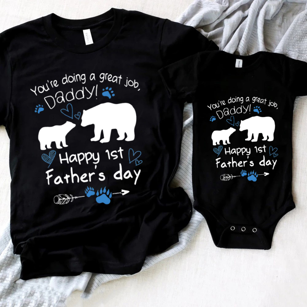 Baby Clothing Crochet - Happy First Father's Day Family Matching